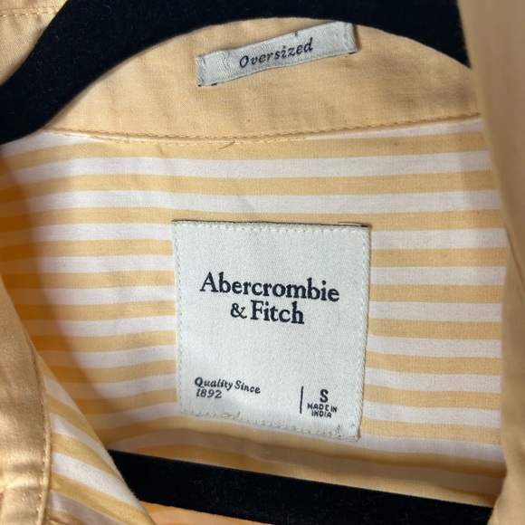Abercrombie & Fitch Womens Oversized Poplin Button-Up Colorblock Stripe - Picture 2 of 4